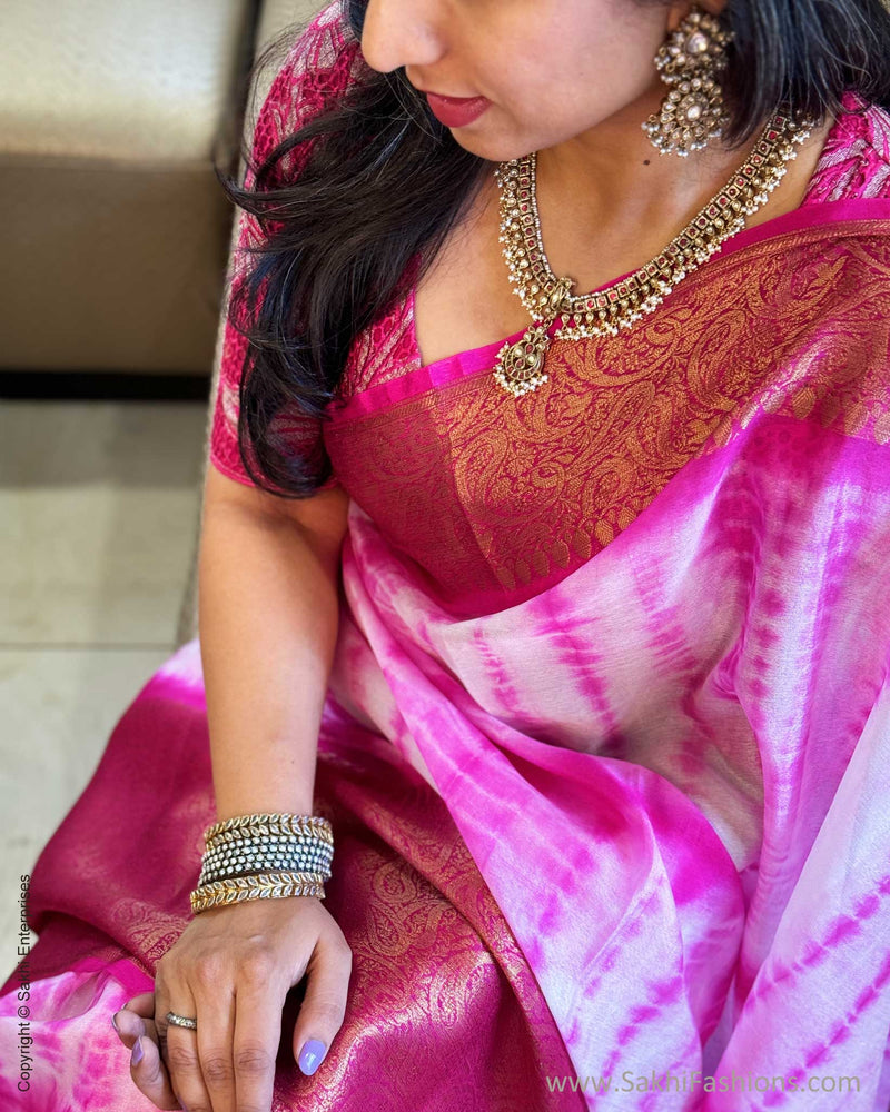 EE-W11584 Pink Tie-Dye saree