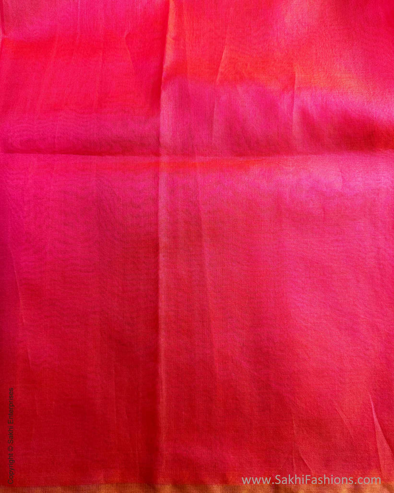 DP-W01917 Peach Plain Org Saree