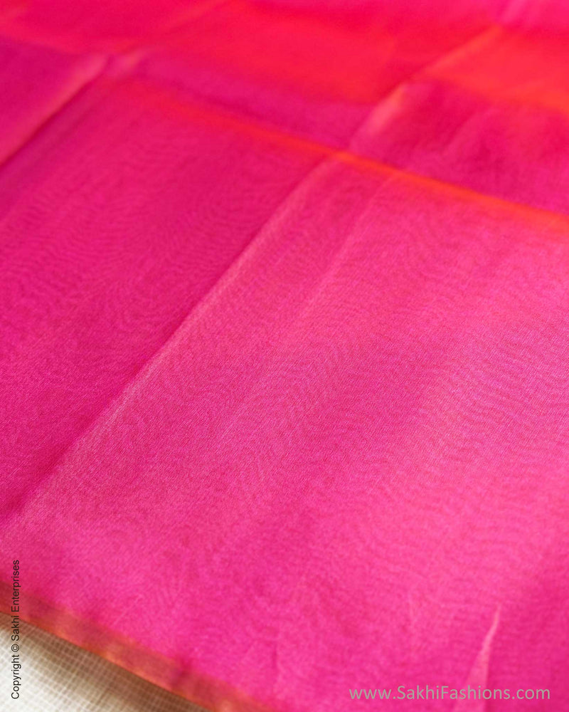 DP-W01917 Peach Plain Org Saree