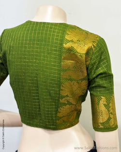 BL-Y07386 Green Madurai Cotton Blouse
