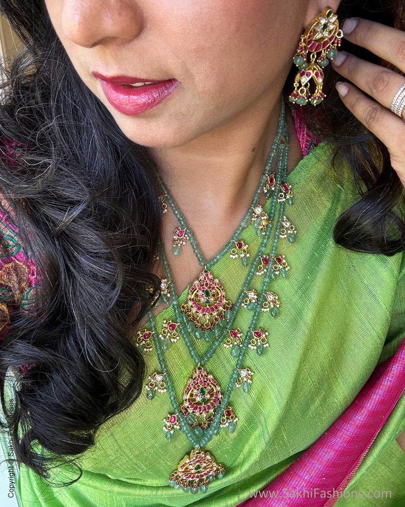 EE-W12141 Parrot Green Rawsilk Sari