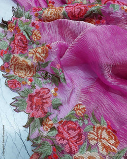 EE-Y15605P Pink Floral Tissue sari