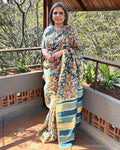 EE-Y12794 Kalamkari Kanchi Saree