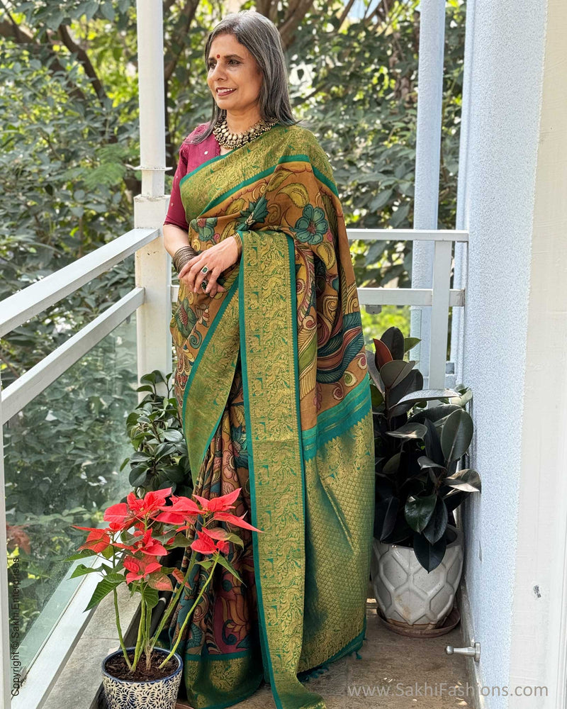 EE-W14849 Kalamkari Kanchi Silk