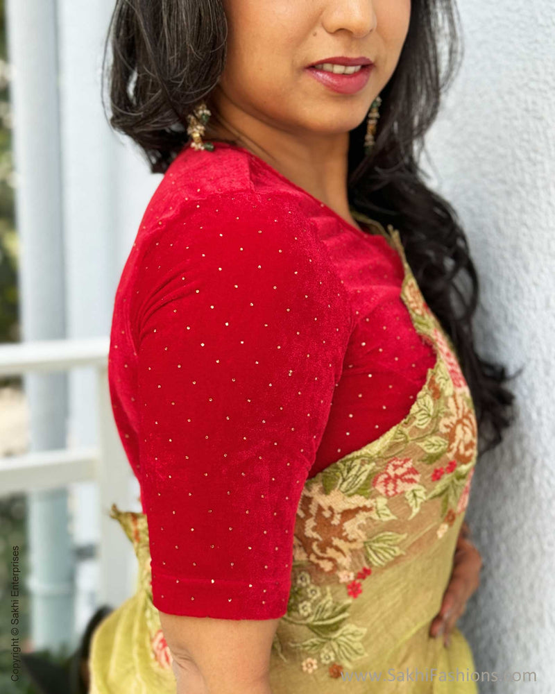 EE-Y15605P Pink Floral Tissue sari