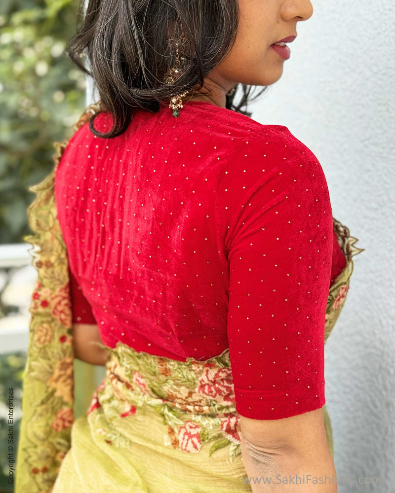 EE-Y15605P Pink Floral Tissue sari