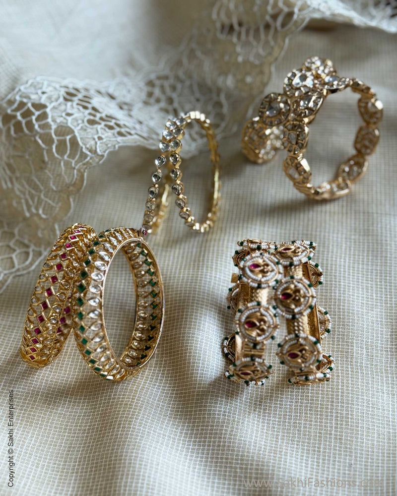 AJ-W16211 Kundan Bangle White