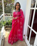 EE-W16420 Rani Pink Organza Sari