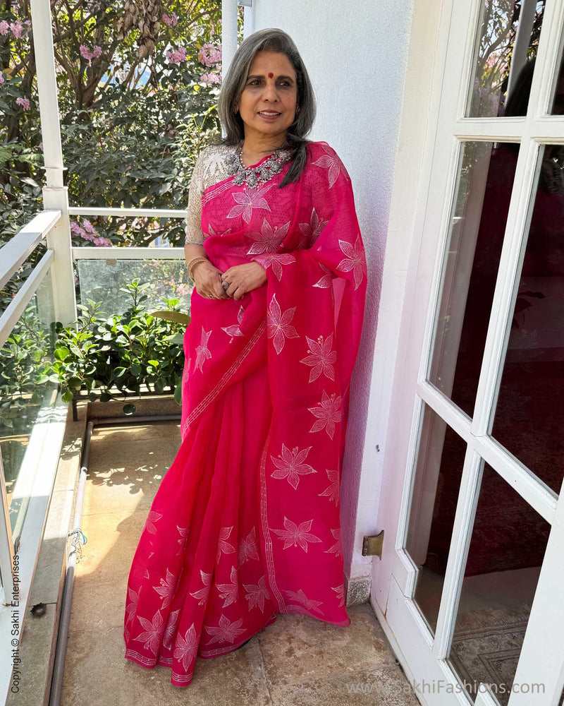 Rani Pink Organza silk Saree | Sakhi Fashions – sakhifashions
