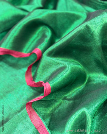 DP-W13907 Green Tissue Cotton Sari