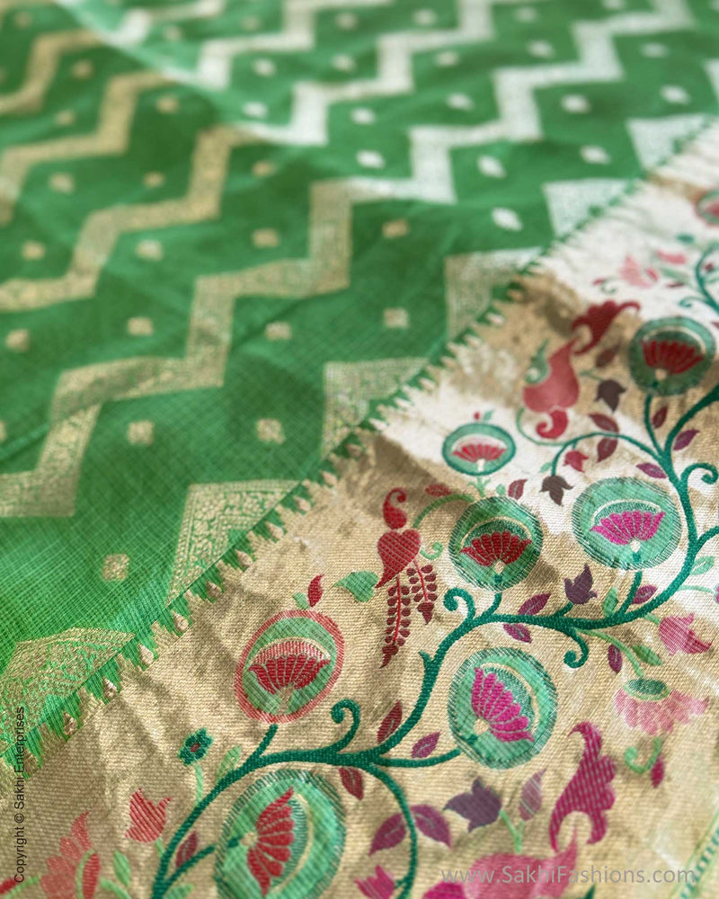 EE-W16662 Green Pink Silk Kota Sari