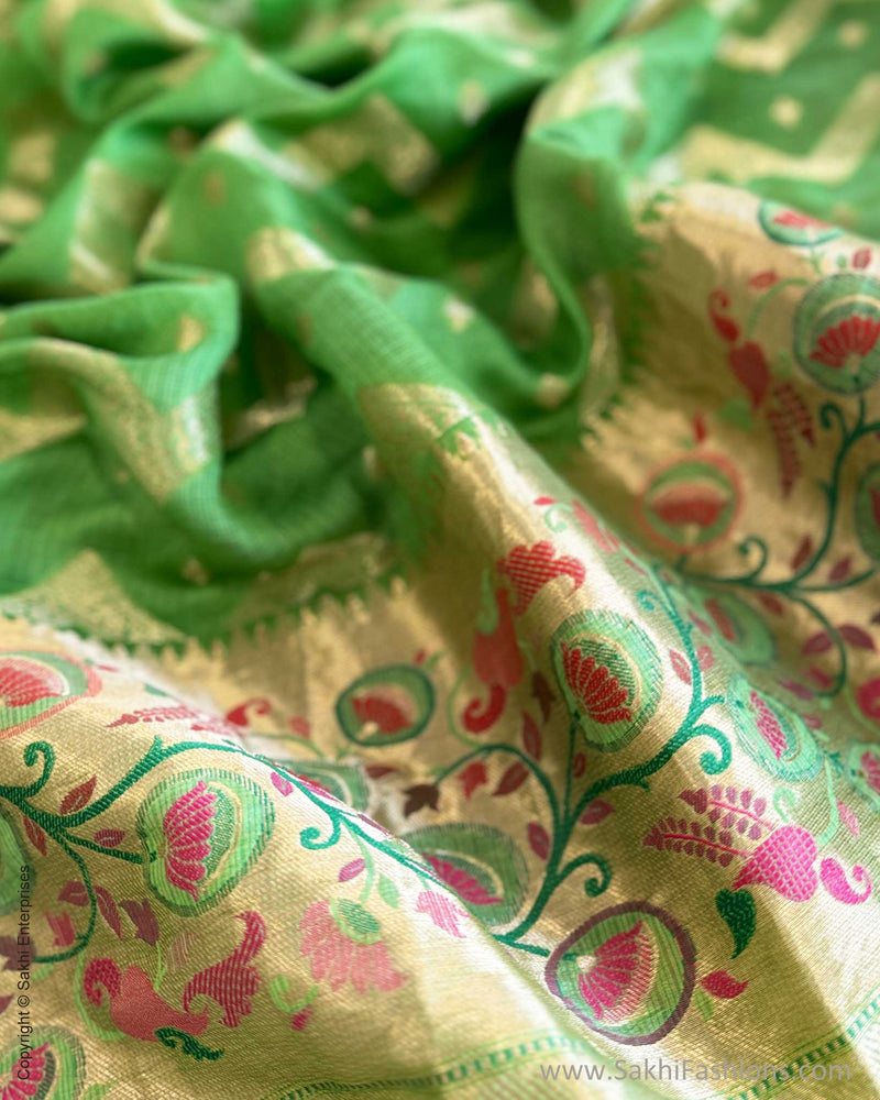 EE-W16662 Green Pink Silk Kota Sari