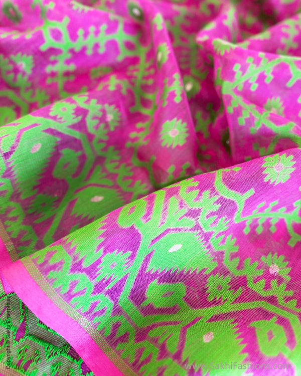 EE-W04330 Pink Green Dakai saree