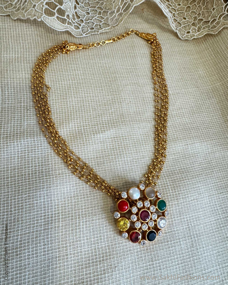AS-W18561P Navarathan pendant Necklace