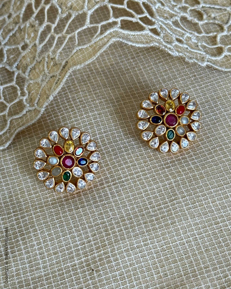 ASDS-16776P Navrathan Earring & Pendant
