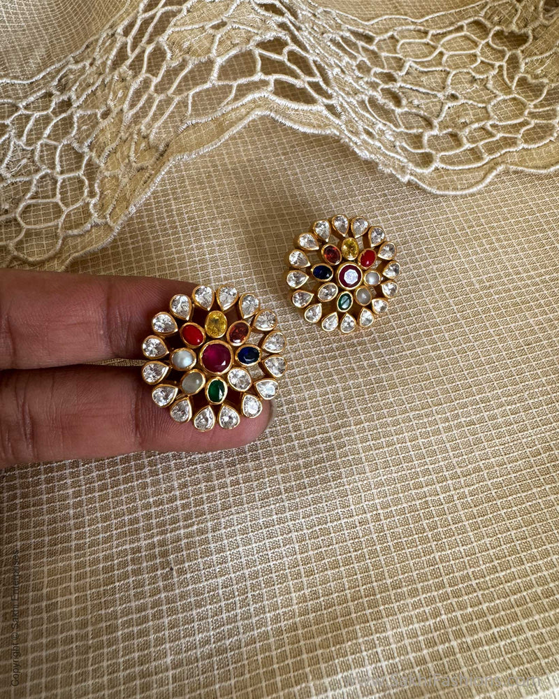 ASDS-16776P Navrathan Earring & Pendant