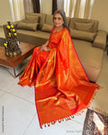 EE-W18038 Orange Pure Kanchi saree
