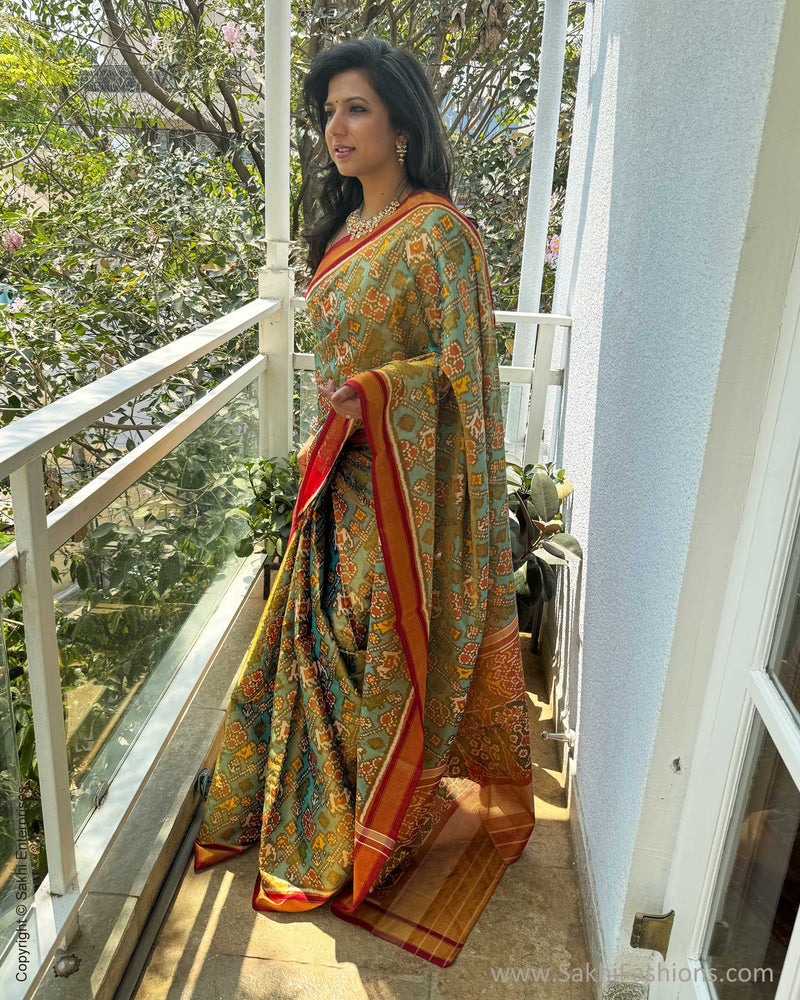 EE-W18717 Tissue Blue Patola Sari