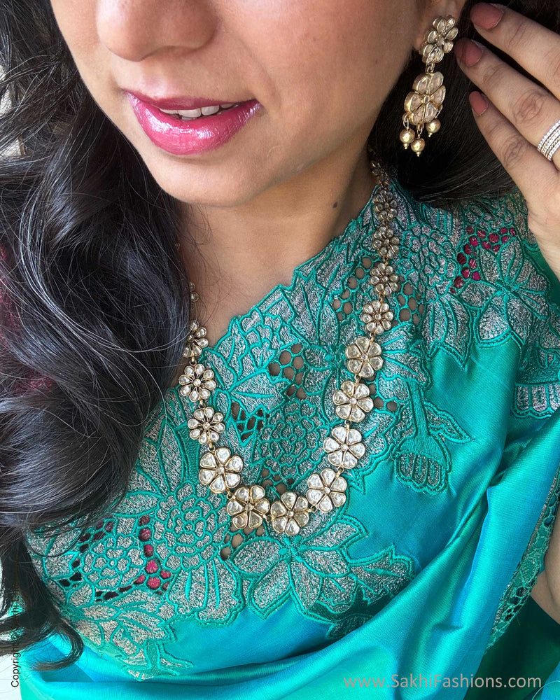 EE-W18957 Blue Kanchi Cutwork