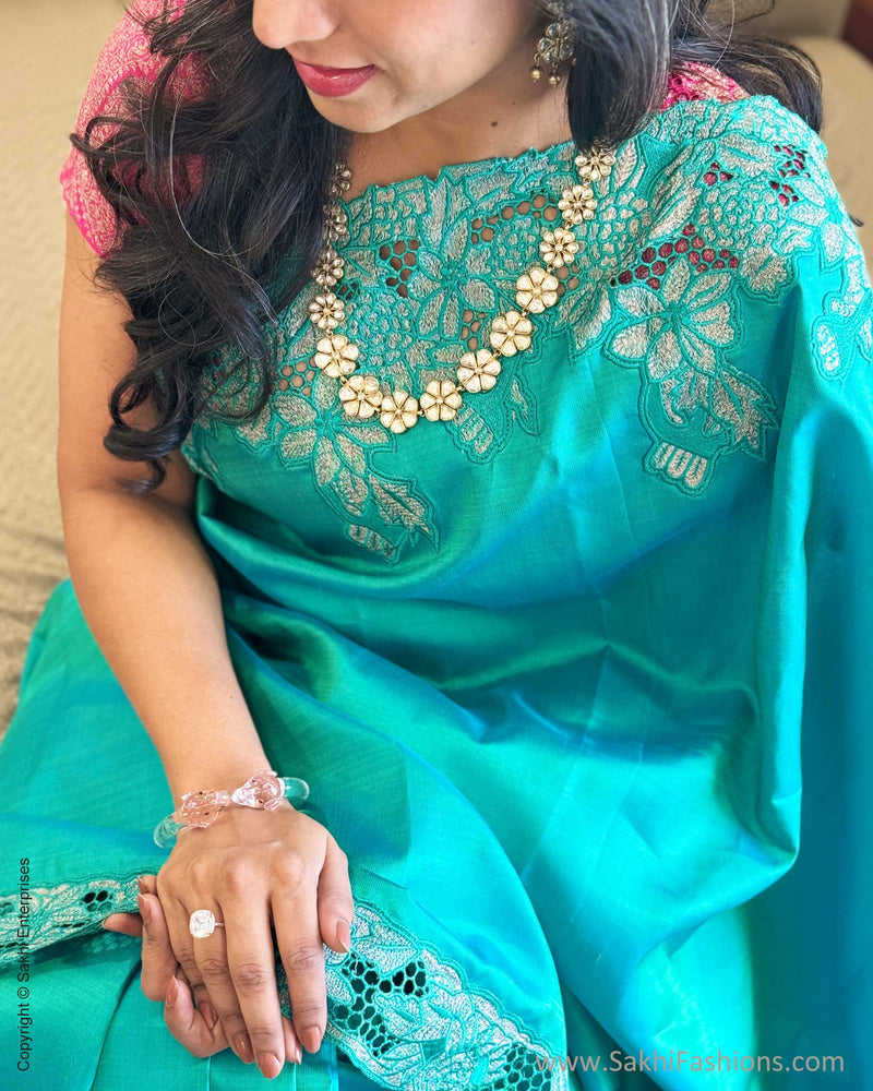 EE-W18957 Blue Kanchi Cutwork