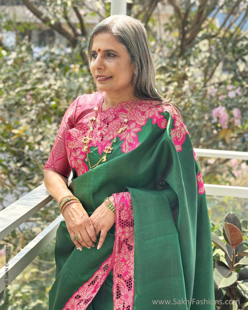 EE-W18955 Green Pink Kanchi Cutwork