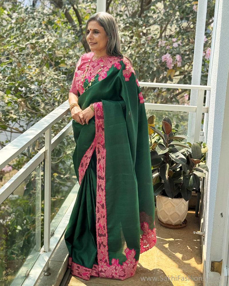 EE-W18955 Green Pink Kanchi Cutwork