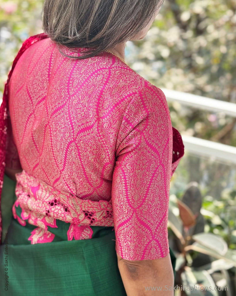 EE-W18955 Green Pink Kanchi Cutwork