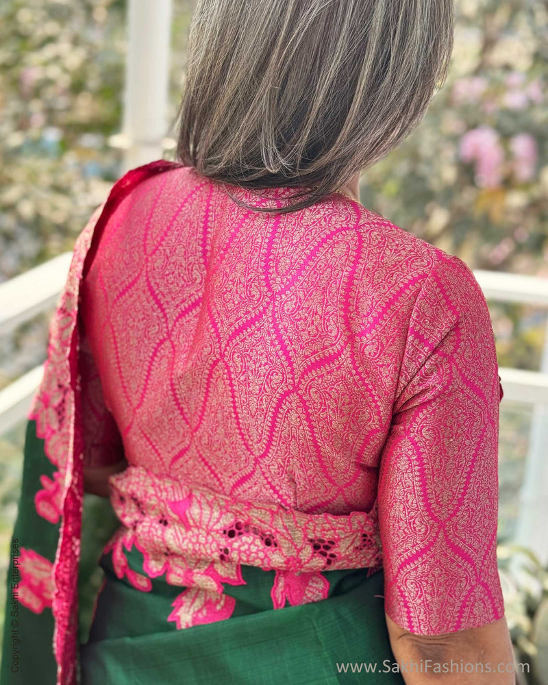 EE-W18955 Green Pink Kanchi Cutwork
