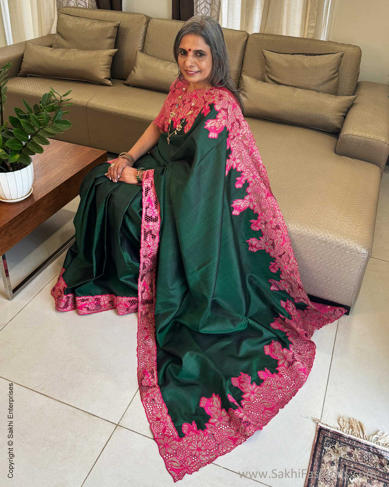 EE-W18955 Green Pink Kanchi Cutwork