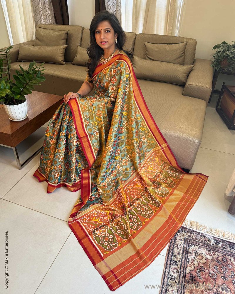 EE-W18717 Tissue Blue Patola Sari