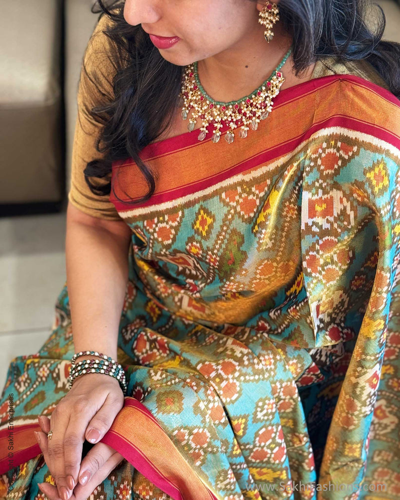 EE-W18717 Tissue Blue Patola Sari