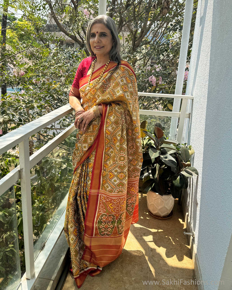 EE-W18718 Tissue Cream Patola Sari