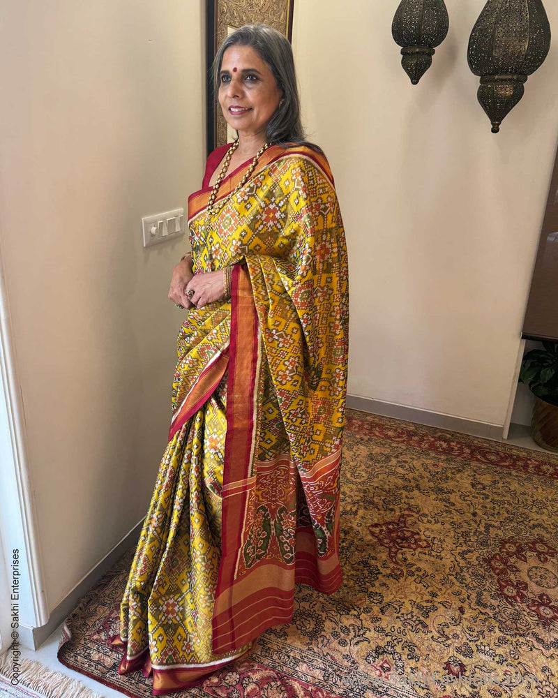 EE-W18716 Tissue Yellow Patola Sari