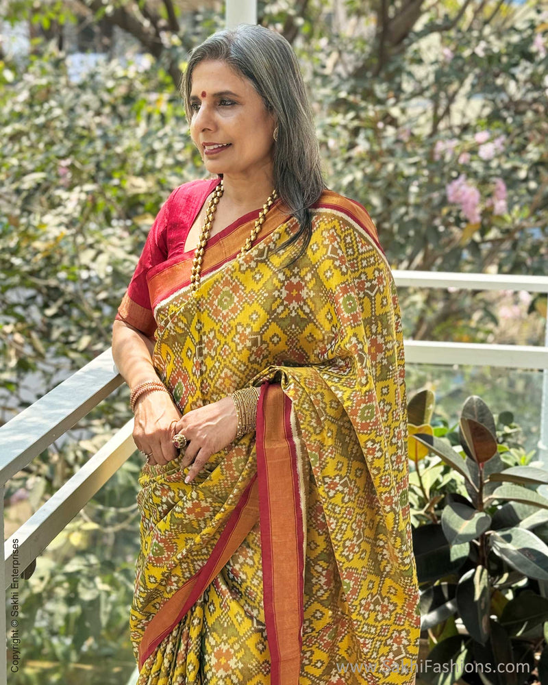 EE-W18716 Tissue Yellow Patola Sari