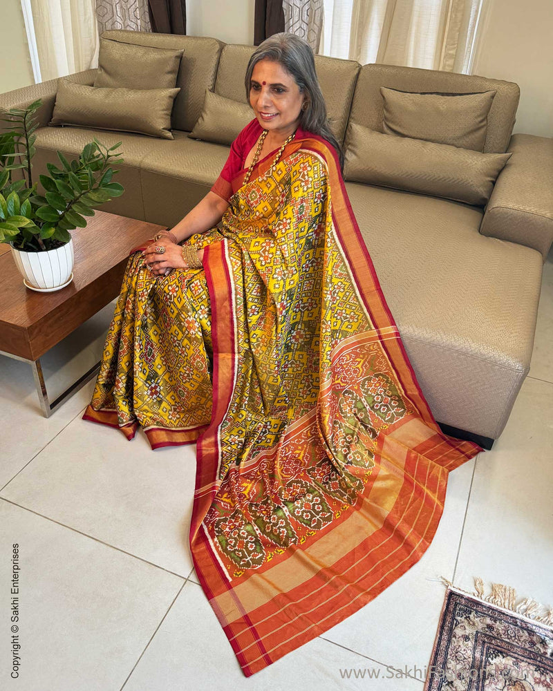 EE-W18716 Tissue Yellow Patola Sari