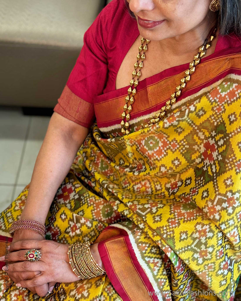 EE-W18716 Tissue Yellow Patola Sari