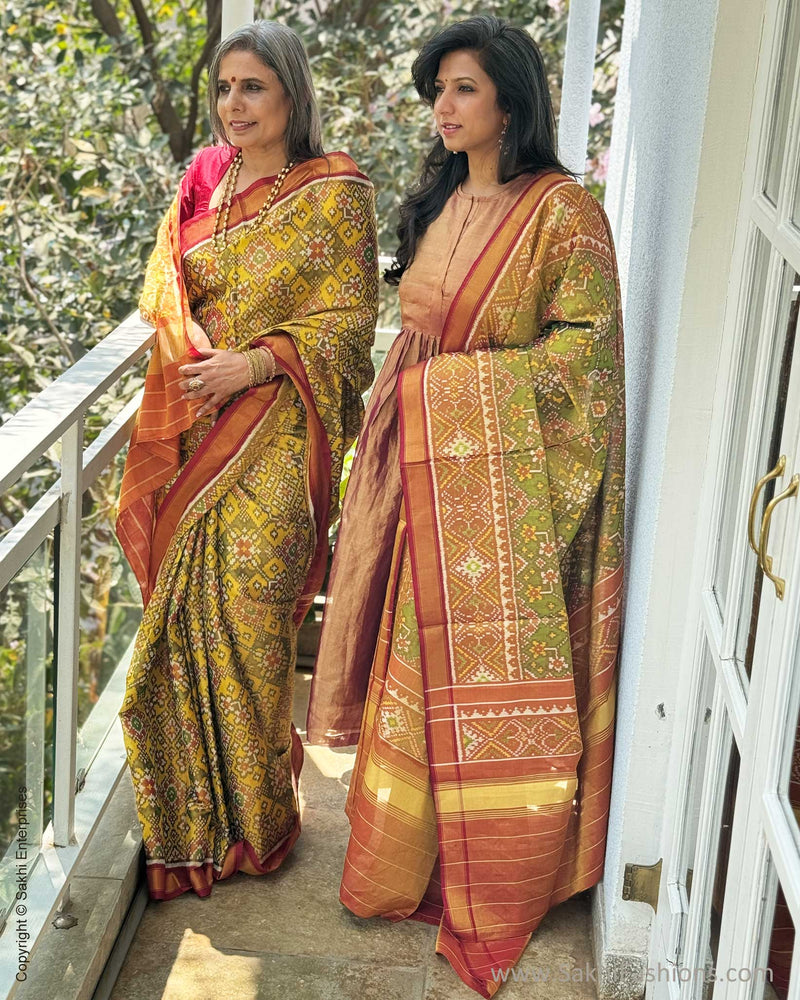 EE-W18716 Tissue Yellow Patola Sari