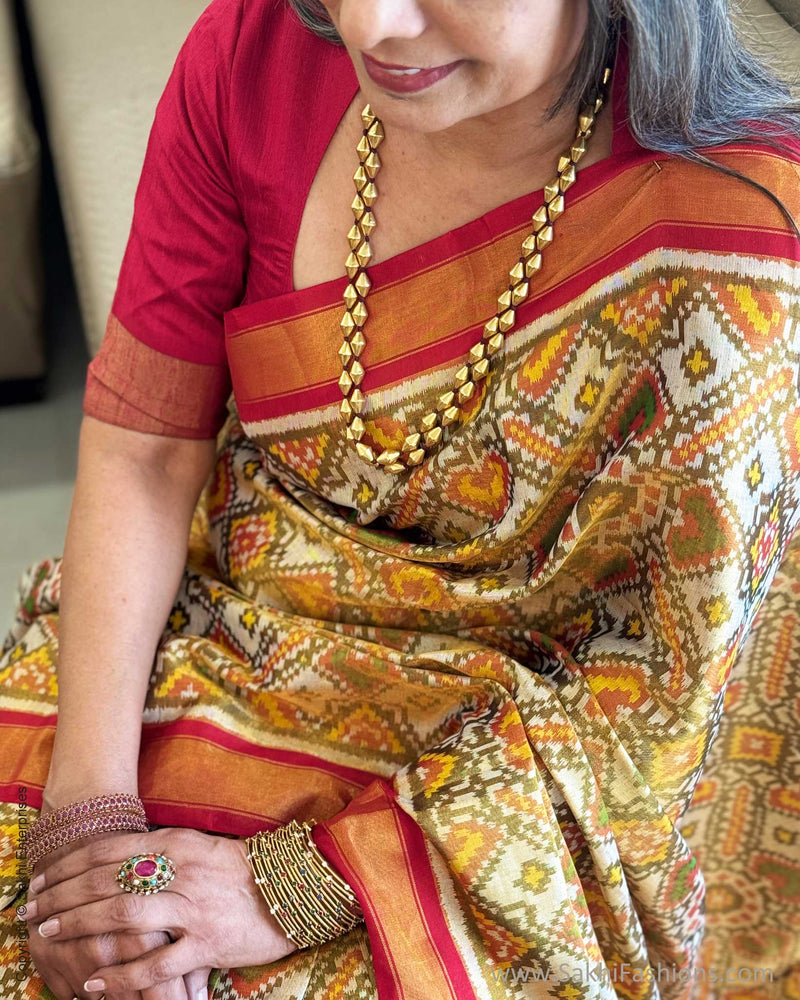 EE-W18718 Tissue Cream Patola Sari