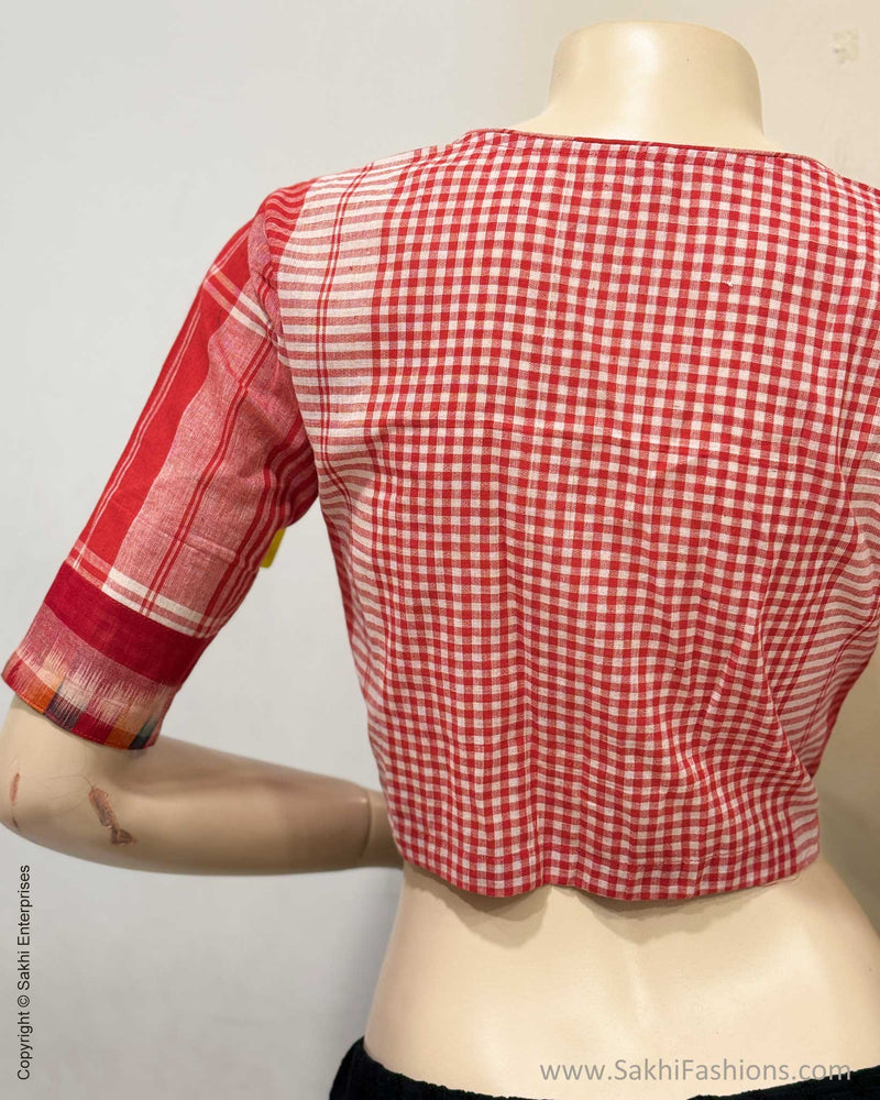 BL-W18838 Red & White Cotton Blouse