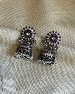 AS-W16888 Silver Ruby Earring