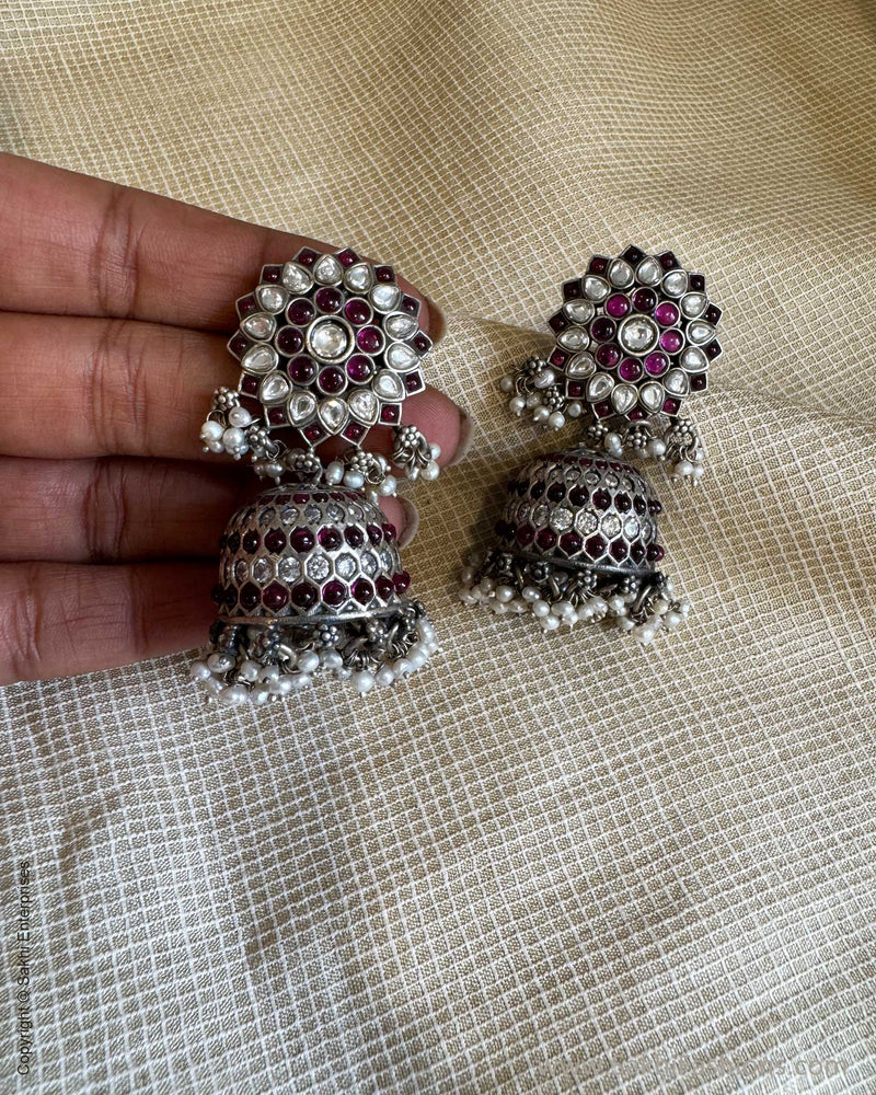 AS-W16888 Silver Ruby Earring