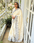 EE-W17892 Linen Blue Saree