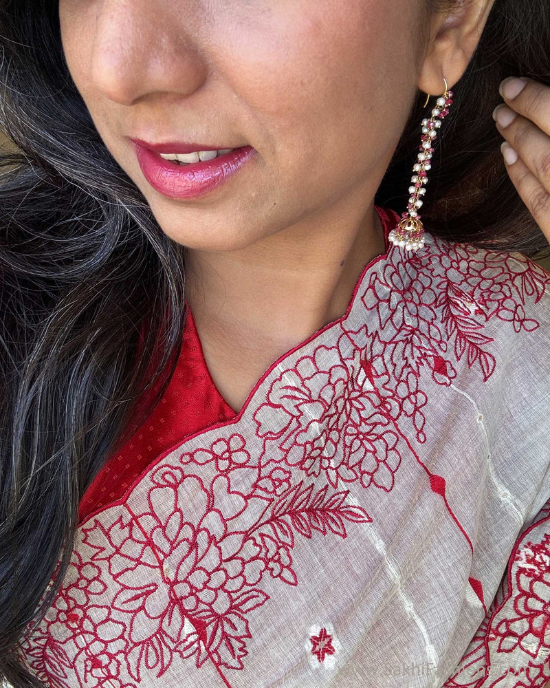 EE-W18953 Linen Red Saree