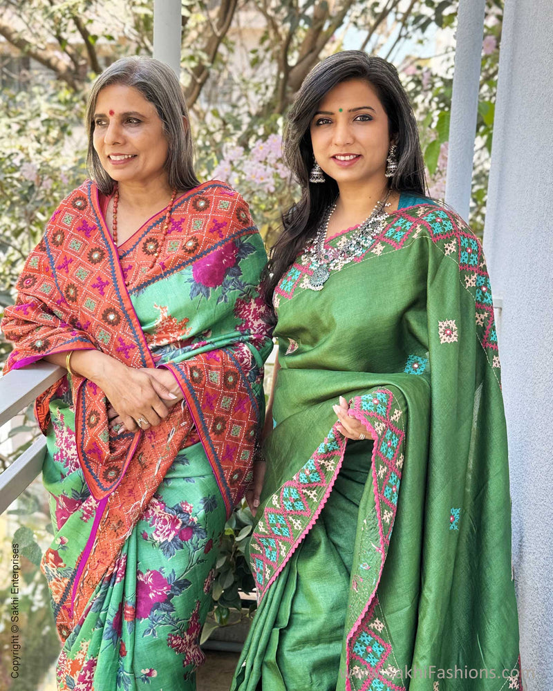 EE-W19074 Tussar silk Kutch Sari