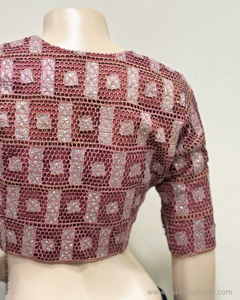 BL-W08198 Onion pink Cutwork blouse