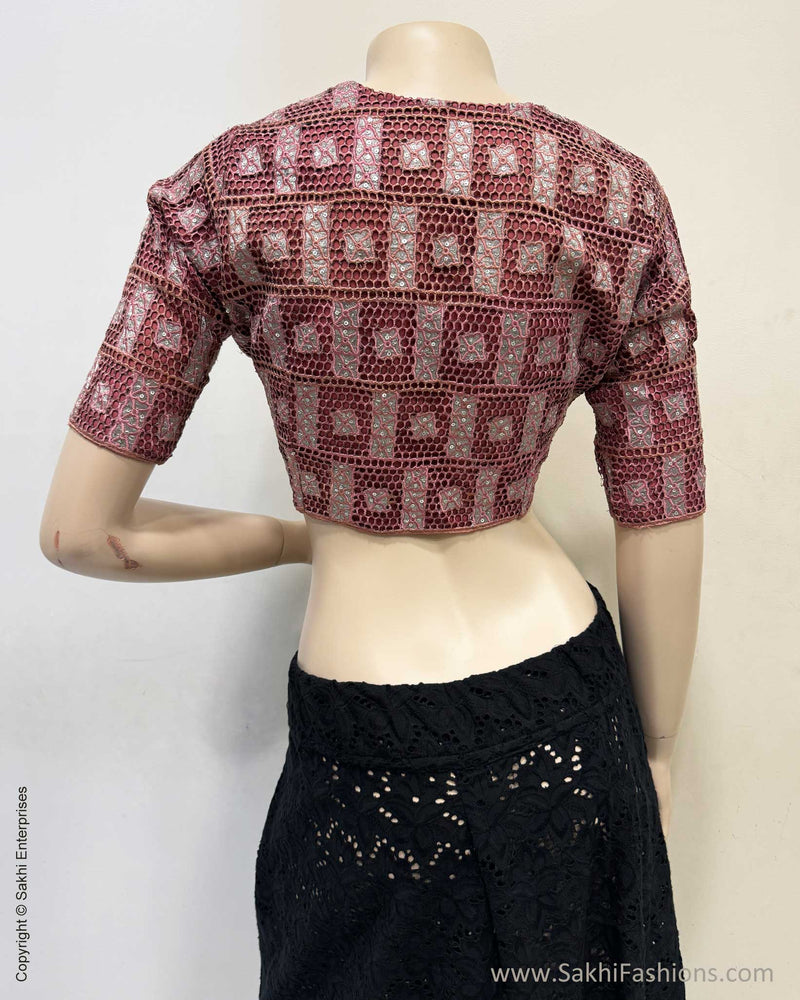 BL-W08198 Onion pink Cutwork blouse