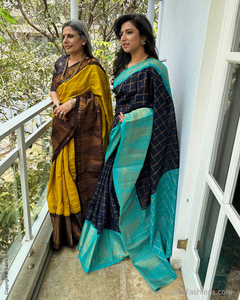 EE-X00490 Blue Madurai Cotton Sari