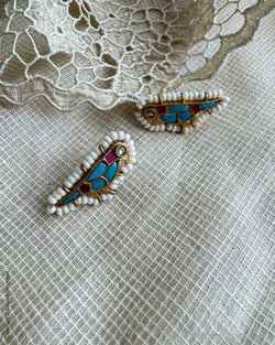 AS-X051511 Blue Parrot Earring