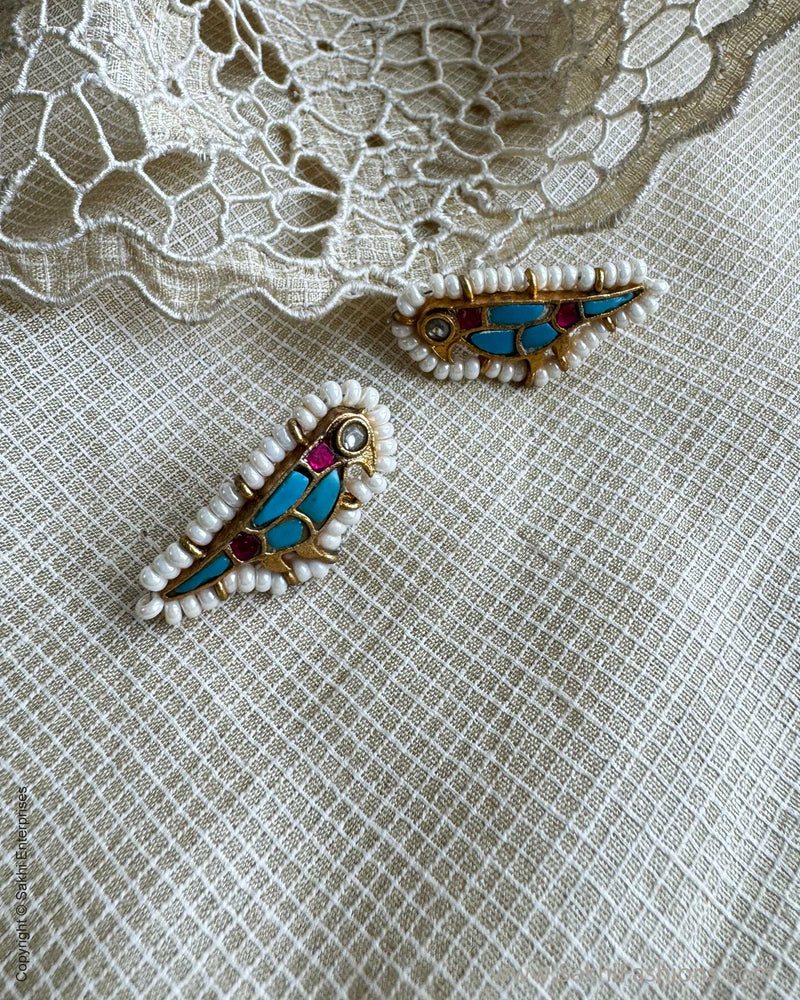 AS-X051511 Blue Parrot Earring