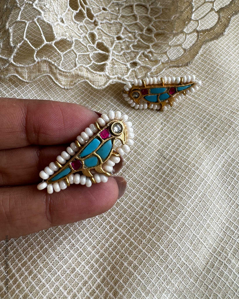 AS-X051511 Blue Parrot Earring